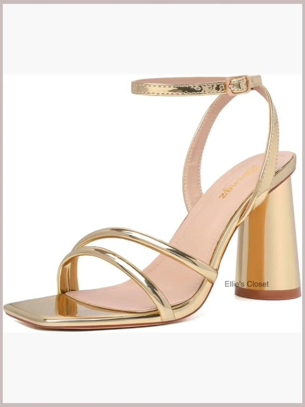 Block Heels Chunky Square Open Toe Strappy Ankle Strap High Heels Sandals for